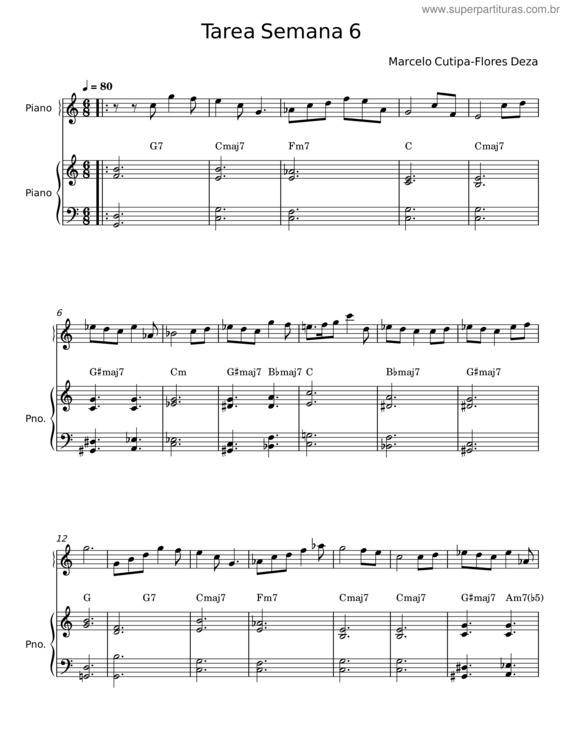 Partitura da música Tarea Semana 6