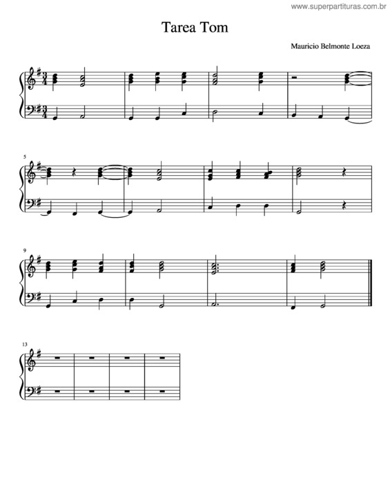 Partitura da música Tarea Tom