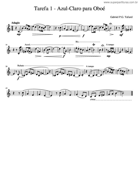 Partitura da música Tarefa 1 – Azul–Claro Para Oboe
