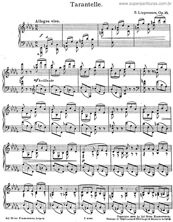 Partitura da música Tarentelle