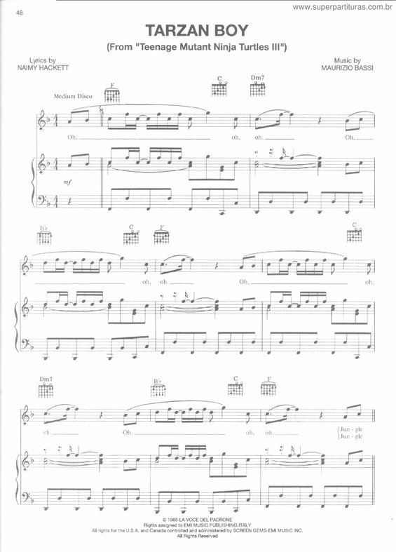 Partitura da música Tarzan Boy