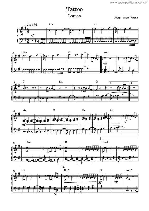 Partitura da música Tattoo v.6