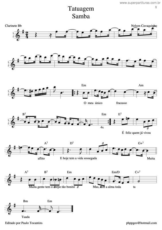 Partitura da música Tatuagem