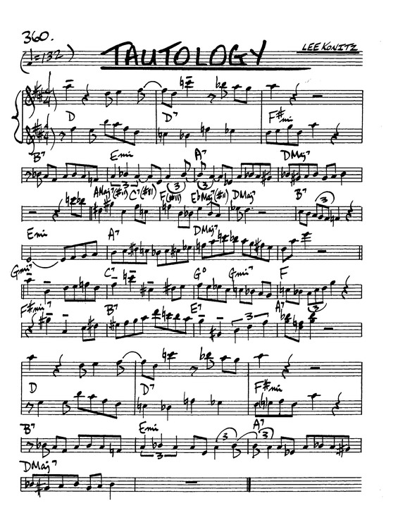 Partitura da música Tautology