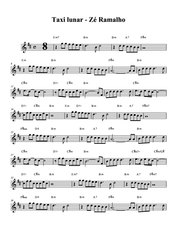 Partitura da música Taxi Lunar v.2