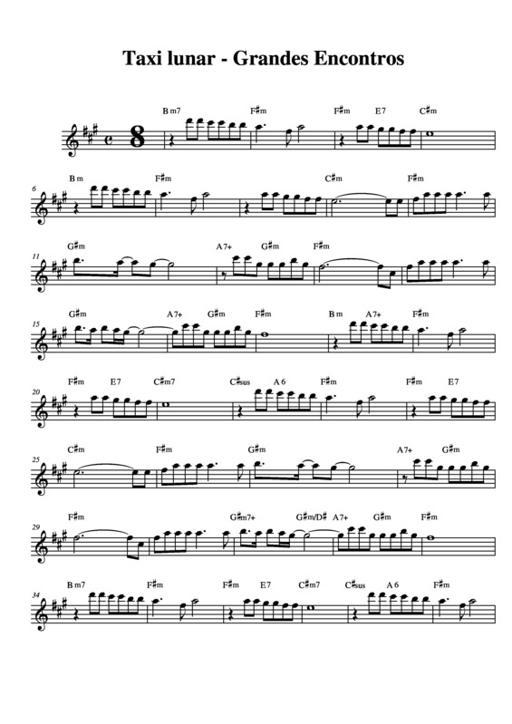 Partitura da música Taxi Lunar