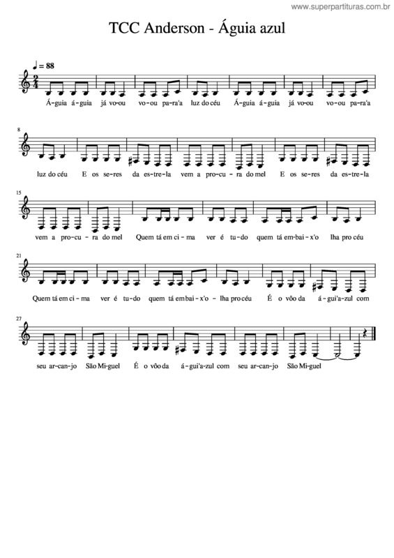 Partitura da música Tcc Anderson – Águia Azul