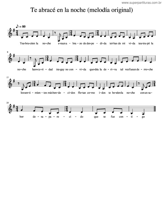 Partitura da música Te Abracé En La Noche