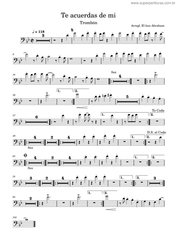 Partitura da música Te Acuerdas De Mí