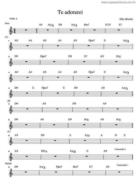 Partitura da música Te Adorarei