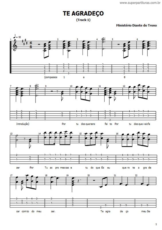 Partitura da música Te Agradeço v.3