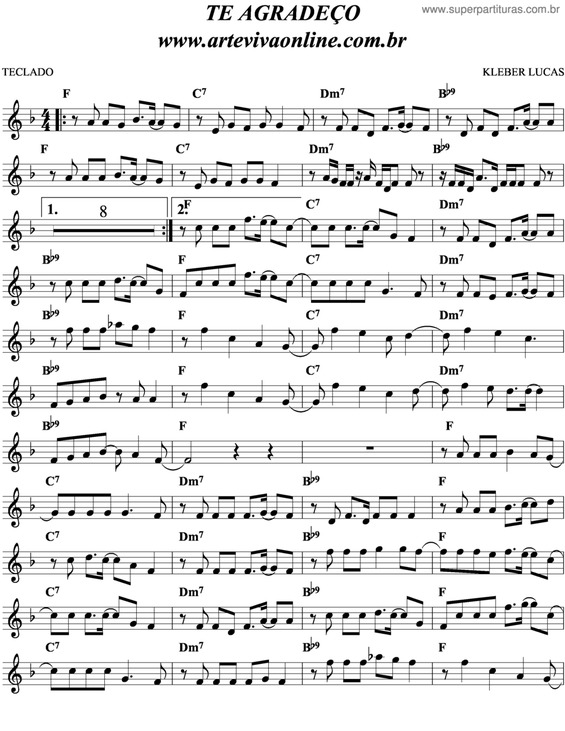 Partitura da música Te Agradeço v.6