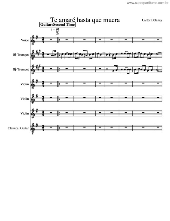 Partitura da música Te Amare Hasta Que Muera