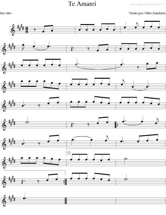 Partitura da música Te Amarei v.2