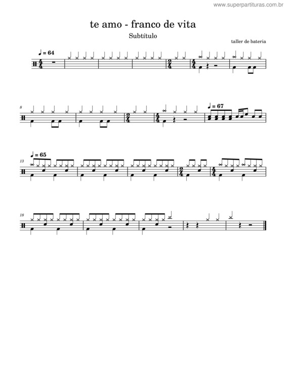 Partitura da música Te Amo – Franco De Vita v.2