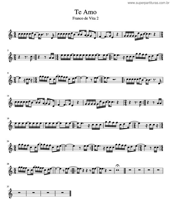 Partitura da música Te Amo – Franco De Vita2