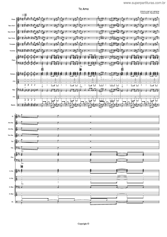 Partitura da música Te Amo  Salsa