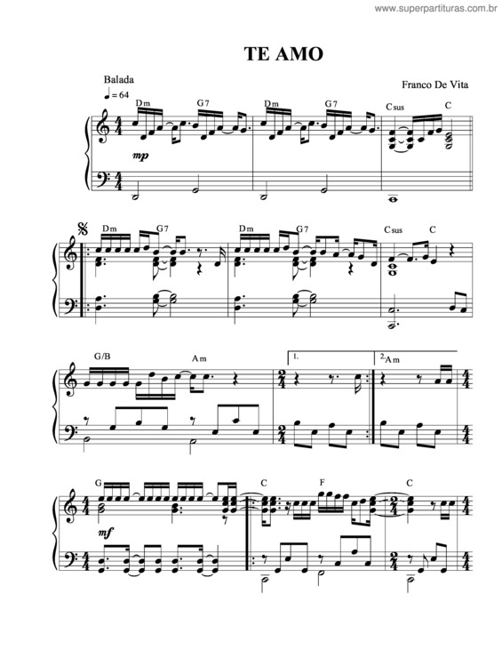 Partitura da música Te Amo v.3