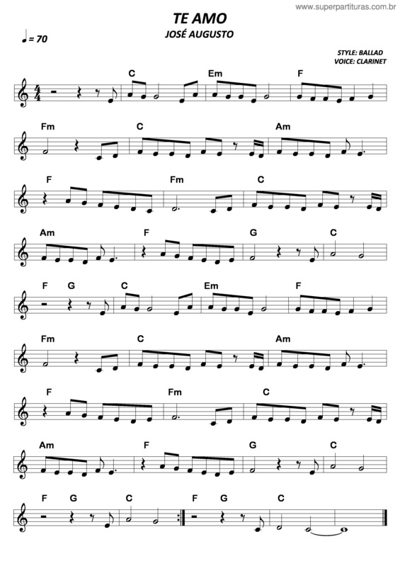 Partitura da música Te Amo v.5