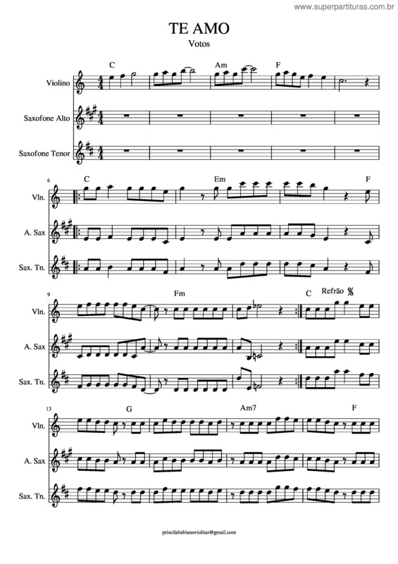 Partitura da música Te Amo v.6