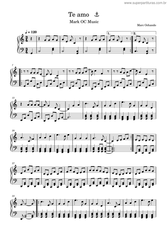 Partitura da música Te Amo v.9