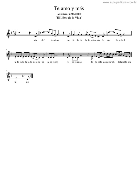 Partitura da música Te Amo Y Más – Diego Luna