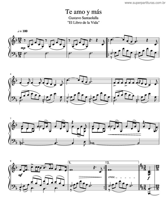 Partitura da música Te Amo Y Más