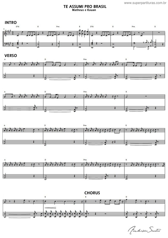 Partitura da música Te Assumi Pro Brasil - Pag 1