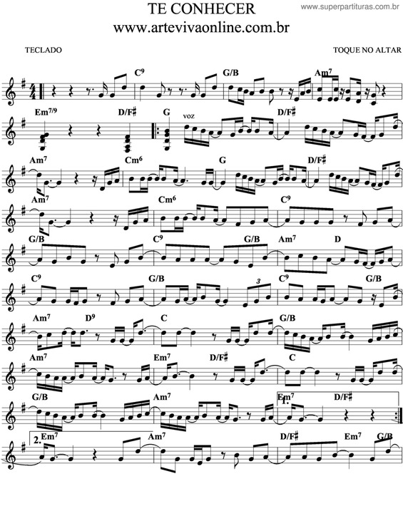 Partitura da música Te Conhecer