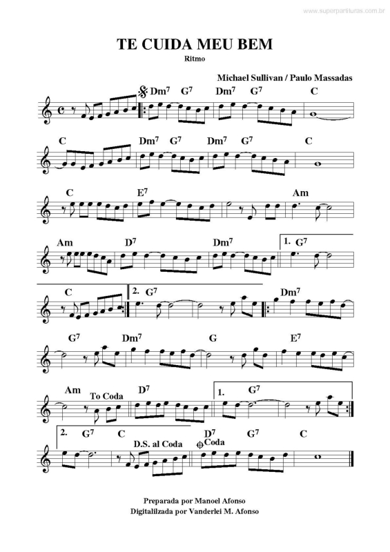 Partitura da música Te Cuida Meu Bem