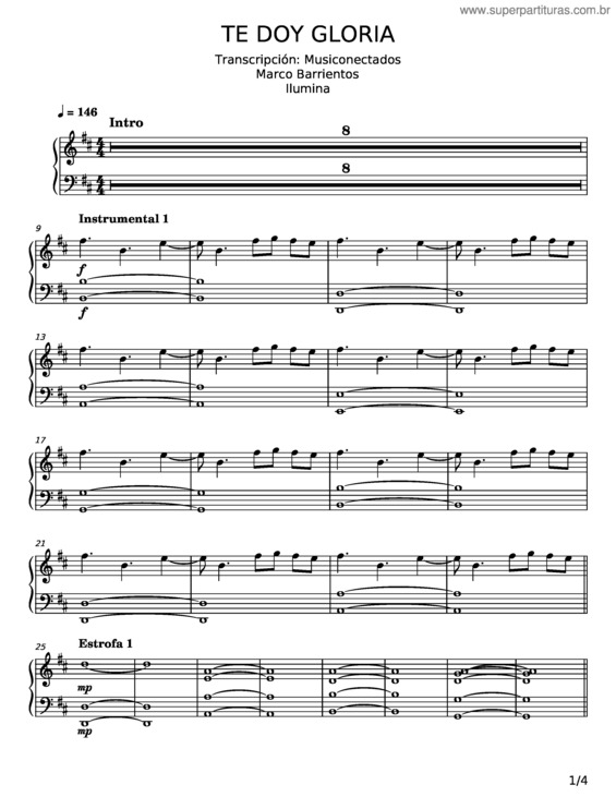 Partitura da música Te Doy Gloria – Marco Barrientos
