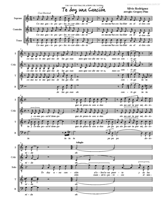 Partitura da música Te Doy Una Canción v.2