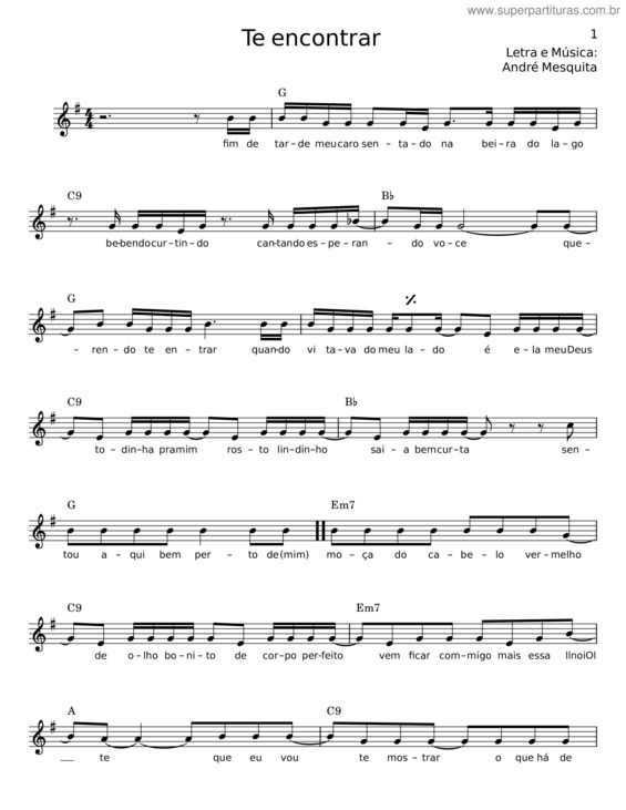 Partitura da música Te Encontrar