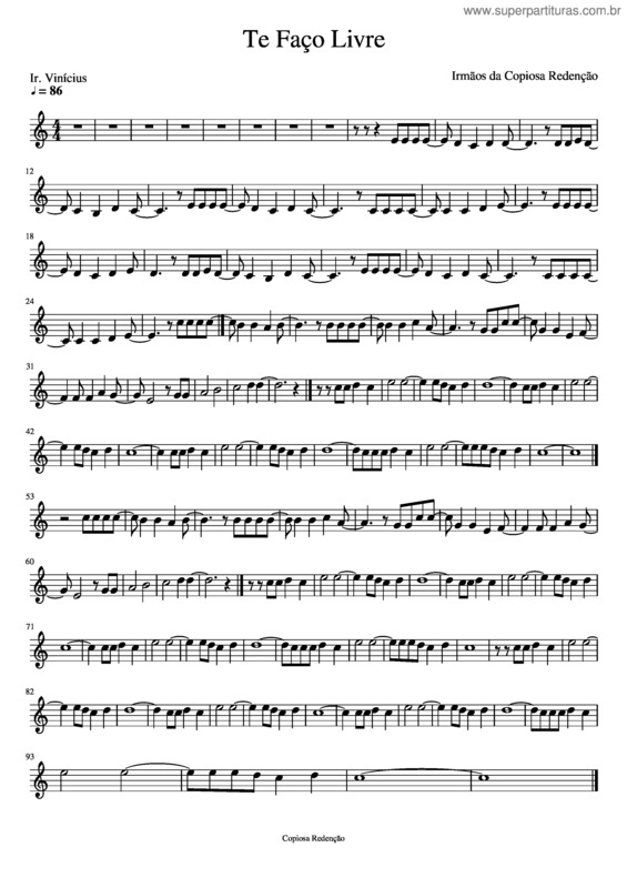 Partitura da música Te Faço Livre
