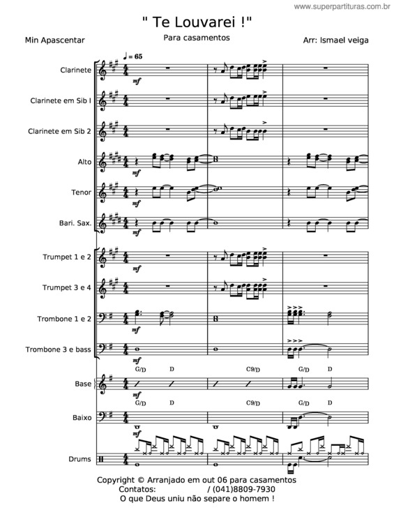 Partitura da música Te Louvarei! – Toque No Altar