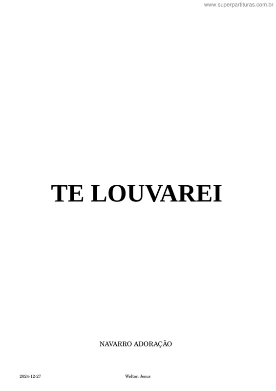 Partitura da música Te Louvarei – Db – Welton – Violão