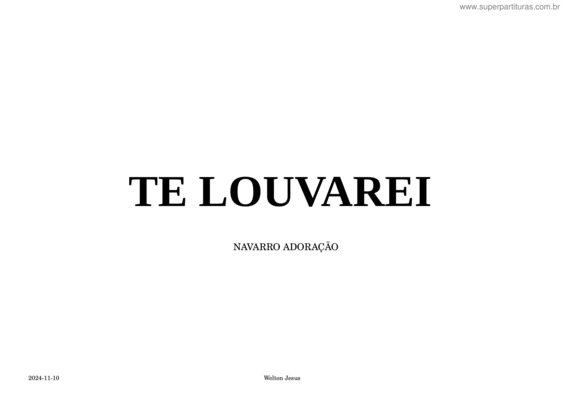 Partitura da música Te Louvarei – Welton – Db – Violão + Tablatura