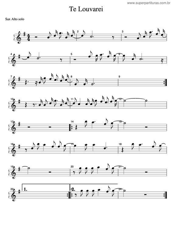 Partitura da música Te Louvarei v.4