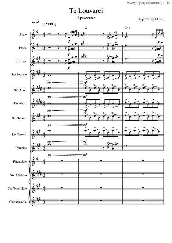 Partitura da música Te Louvarei v.7
