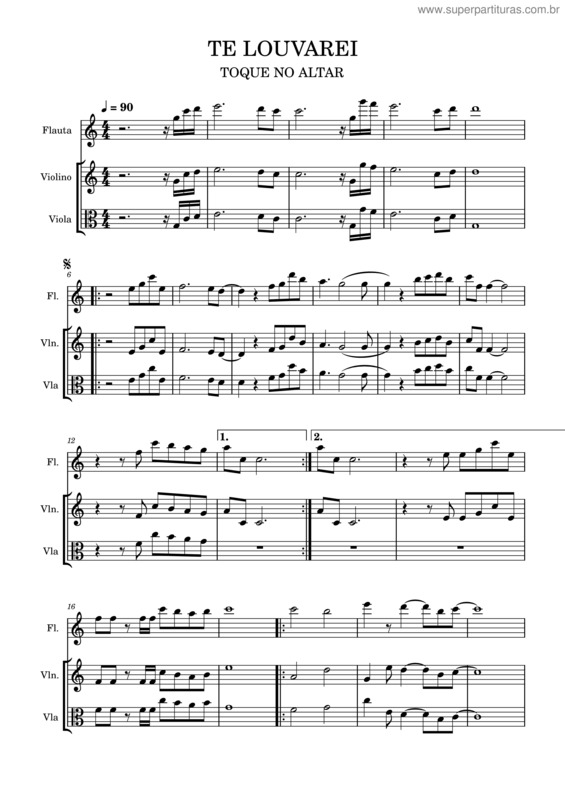 Partitura da música Te Louvarei v.8