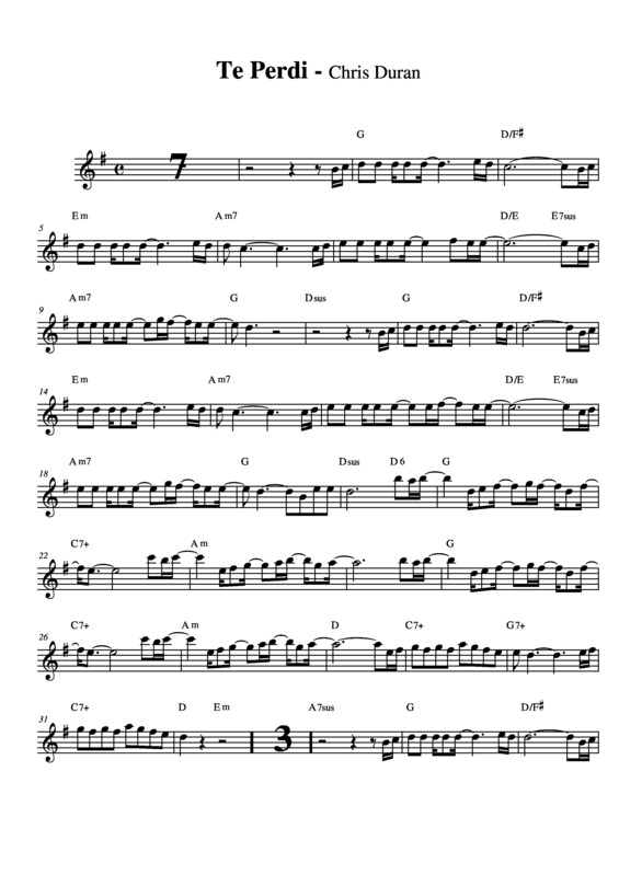 Partitura da música Te Perdi
