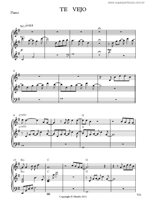 Partitura da música Te Vejo v.3