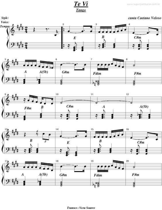 Partitura da música Te Vi