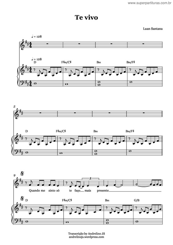 Partitura da música Te vivo v.2