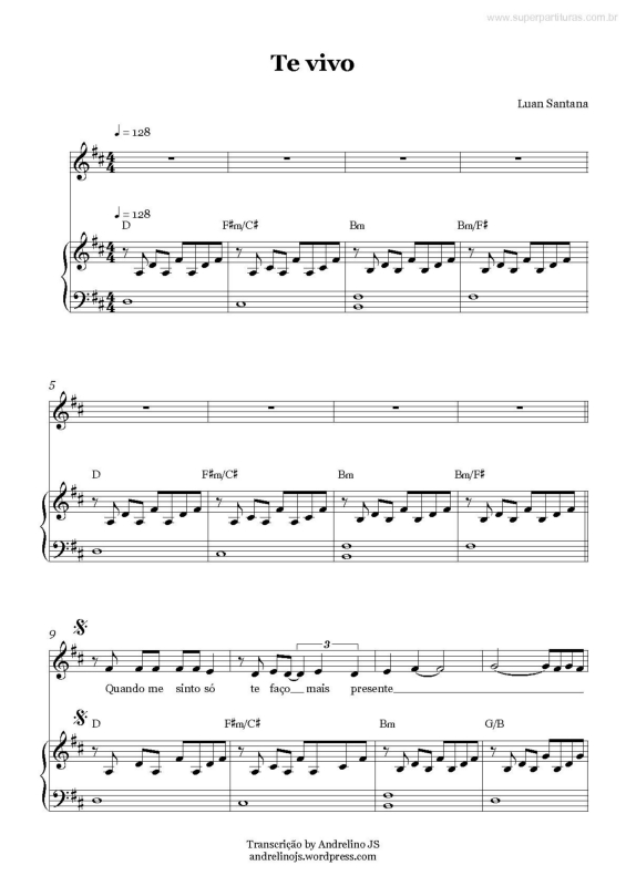 Partitura da música Te Vivo