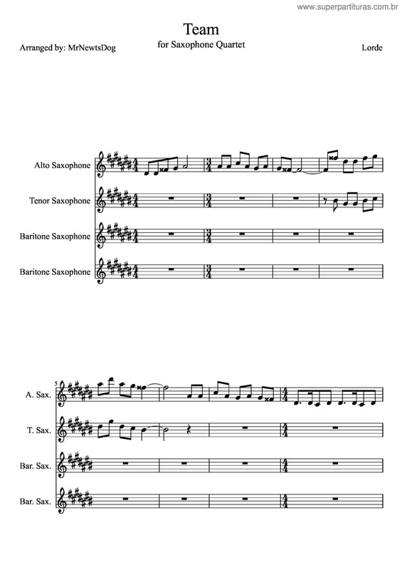 Partitura da música Team