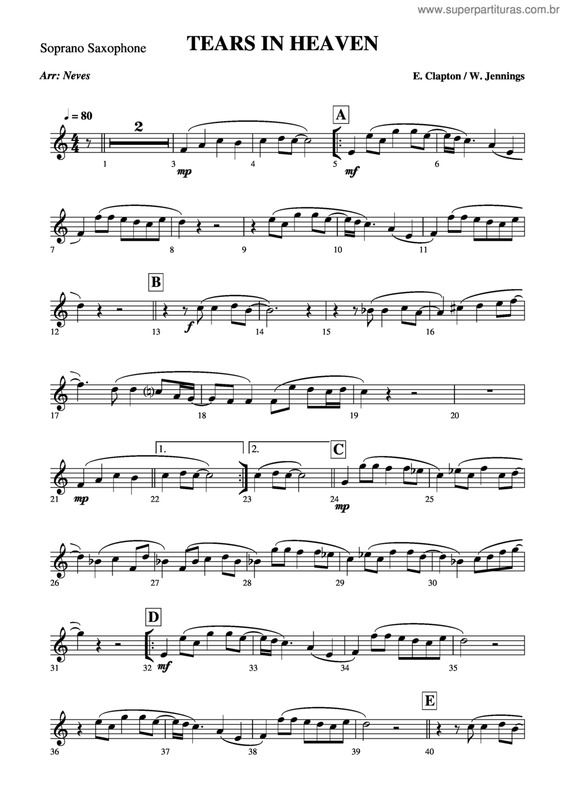 Partitura da música Tears In Heaven v.11