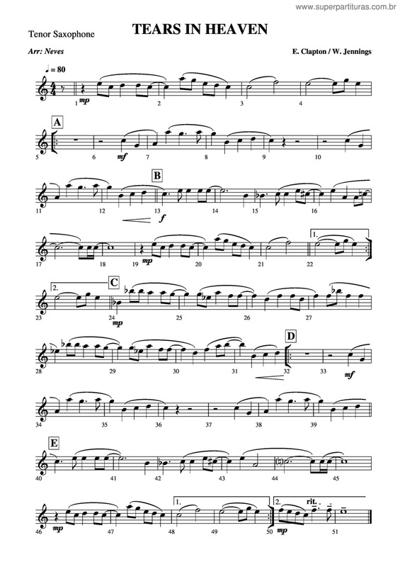 Partitura da música Tears In Heaven v.13