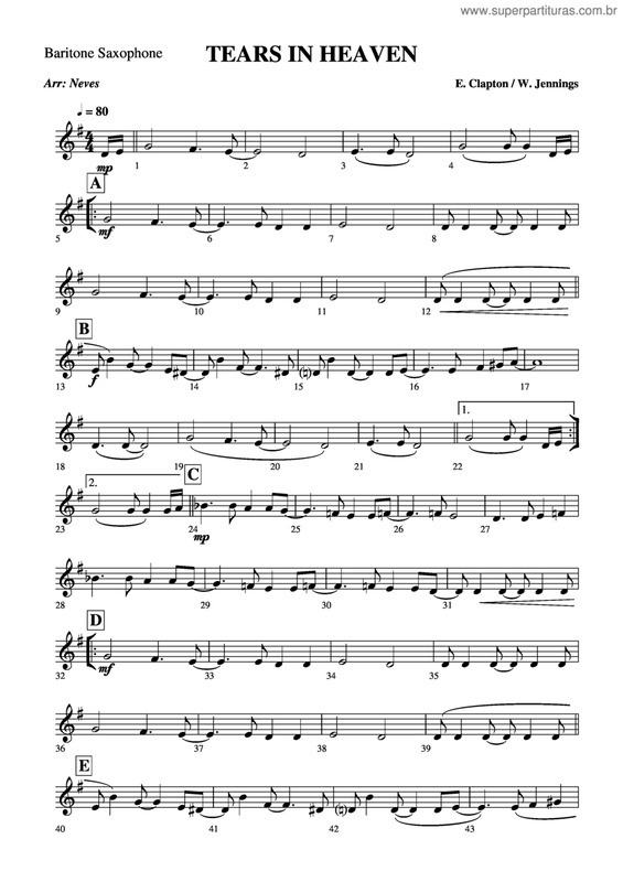 Partitura da música Tears In Heaven v.14