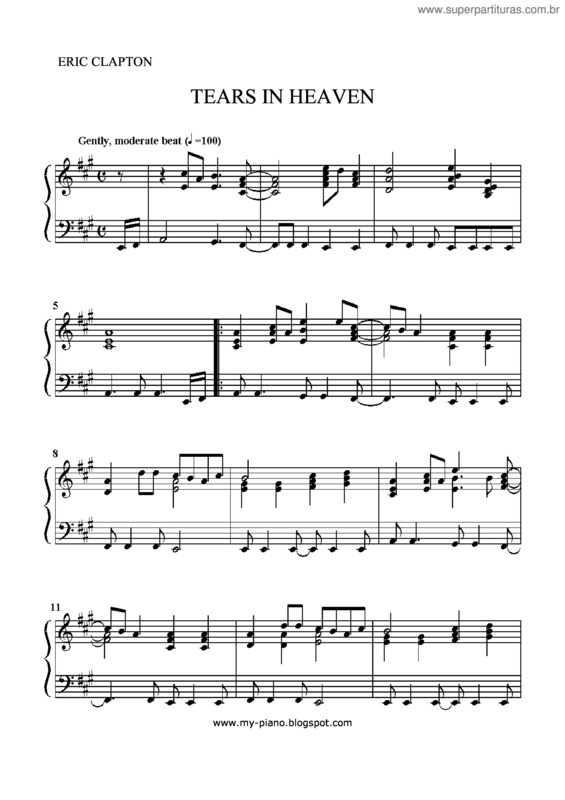 Partitura da música Tears In Heaven v.3